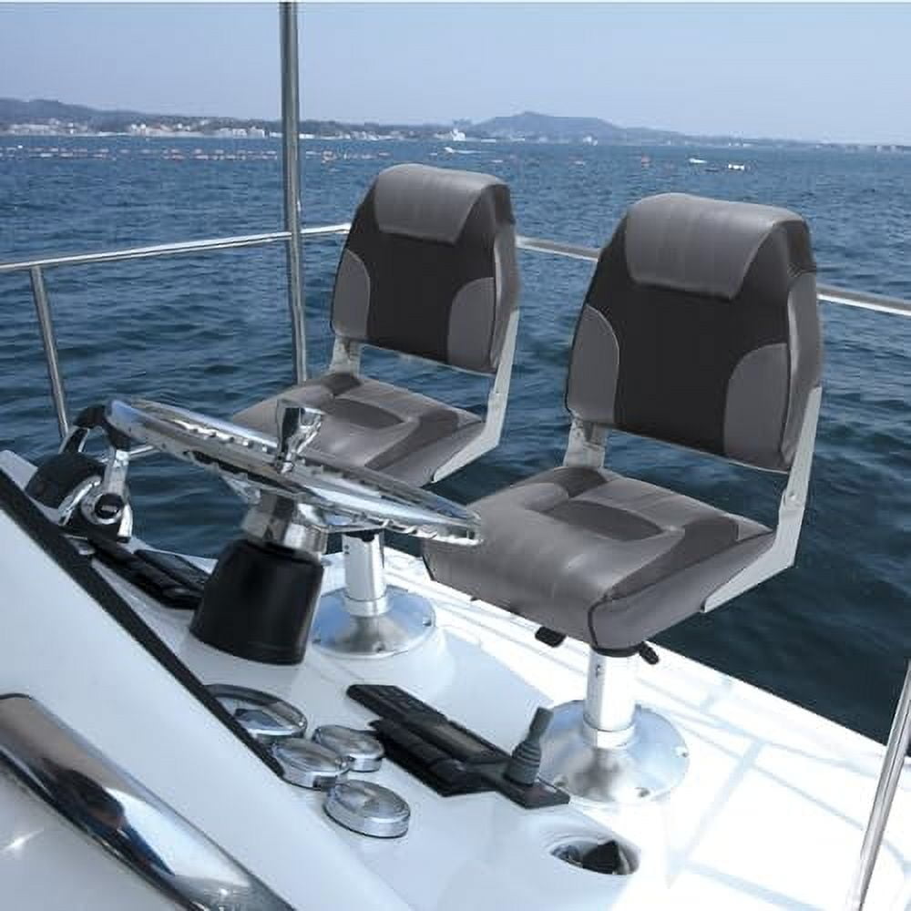M optimized Set of 2 Premium Low Back Folding Boat Seat, Marine Seats for Fishing, Sightseeing, Speedboats, Canoes