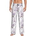 thumbnail image 2 of Goofa Lavender Flowers Printed Soft Pajama Pants for Men, Wide Leg Comfy Casual Lounge Yoga Pants-Medium, 2 of 9