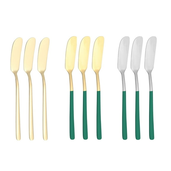 Mictong stainless steel butter knife, cheese/butter spreading knife, breakfast spreading knife, mixed colors, 9 pieces