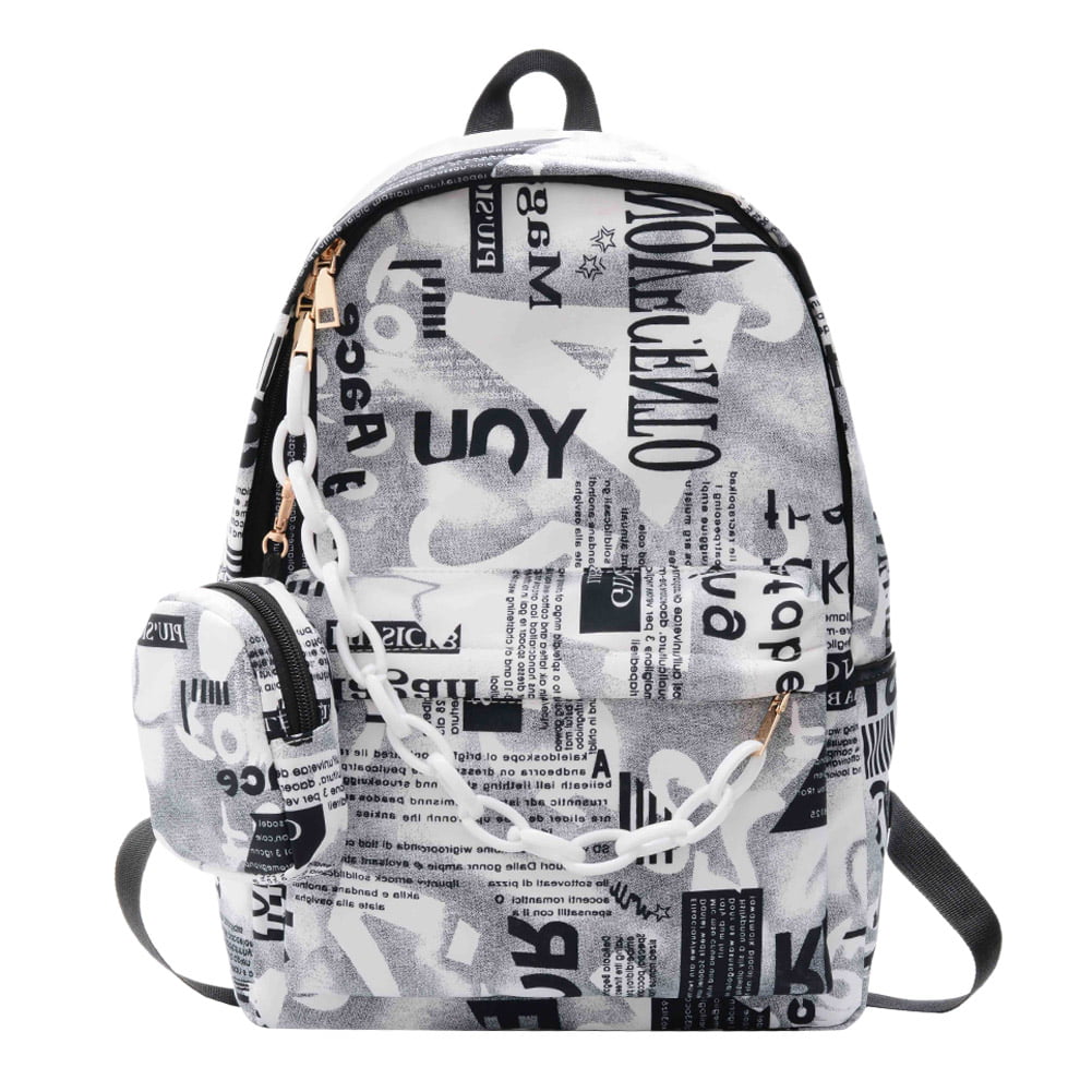 Lightweight Print Casual Backpack Letters Students Backpack School Bookbag Travel Daypack for Girls Boys Ladies 