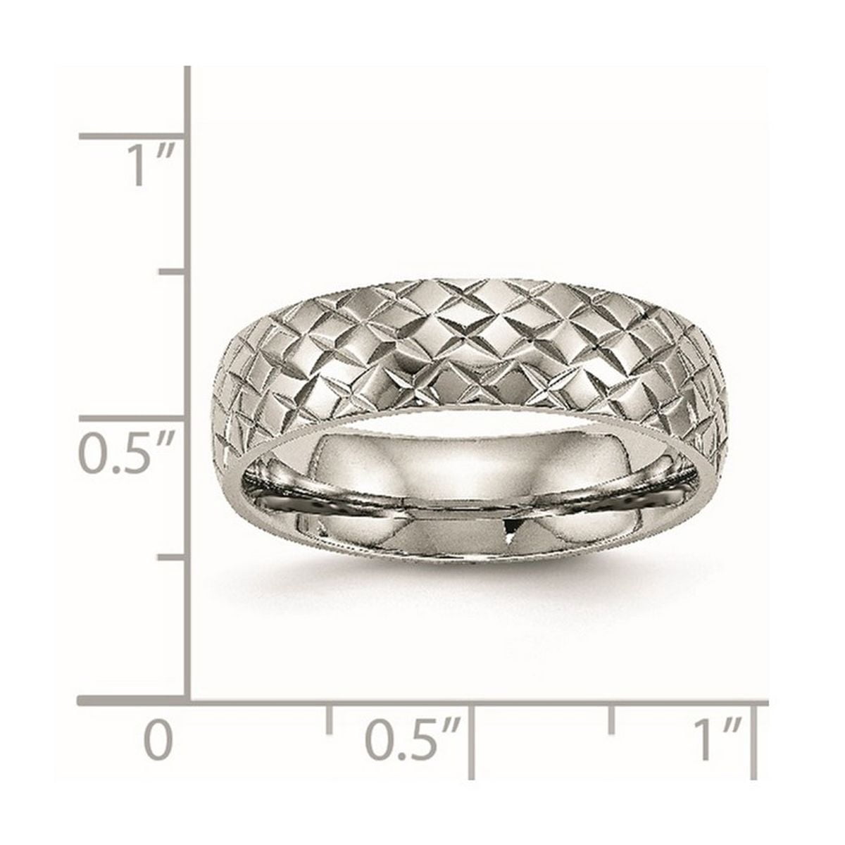 6mm Stainless Steel Polished Textured Ring Size 10 Ring for Women