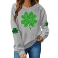 thumbnail image 2 of St Patrick's Day Sweatshirt Women Shamrock Sequin Pullover Lucky Clover Hoodie Holiday Long Sleeve Tops Gray S, 2 of 4
