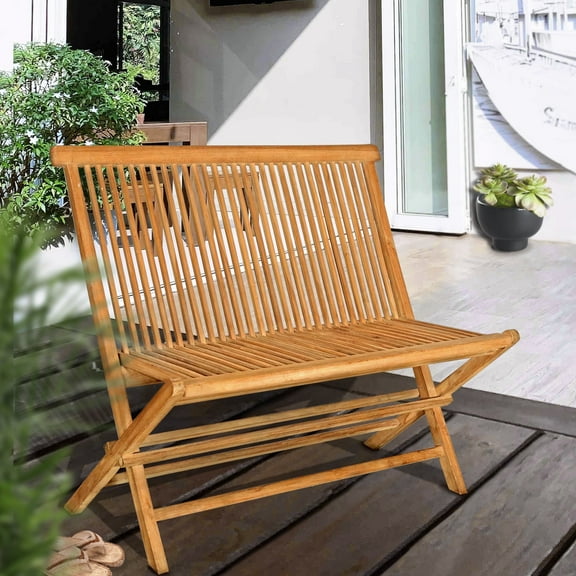 Teak Wood Las Palmas Folding Outdoor Patio & Beach Bench