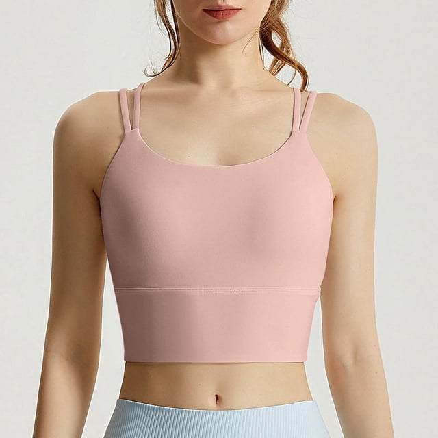 Camisola deportiva con tirantes finos para correr, con almohadilla fija integrada para el pecho, a prueba de golpes, de secado rápido, para la espalda y fitness