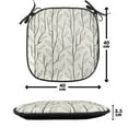 thumbnail image 4 of Leaves Chair Seating Cushion Set of 4, Vertically Arranged Branches with Leaf Motifs Spring Seasonal, Seat Pads for Office with Anti-slip Backing, 16"x16", Eggshell Dark Pine Green, by Ambesonne, 4 of 7