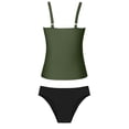 thumbnail image 7 of Xijirk Tankini Swimsuits for Women,Strappy Tankini Swimsuit Two Piece with Halter Neck Top and Mid Waist Bottoms for Everyday Beachwear Summer Fun,Womens Swimsuits,Dark Green,L, 7 of 7