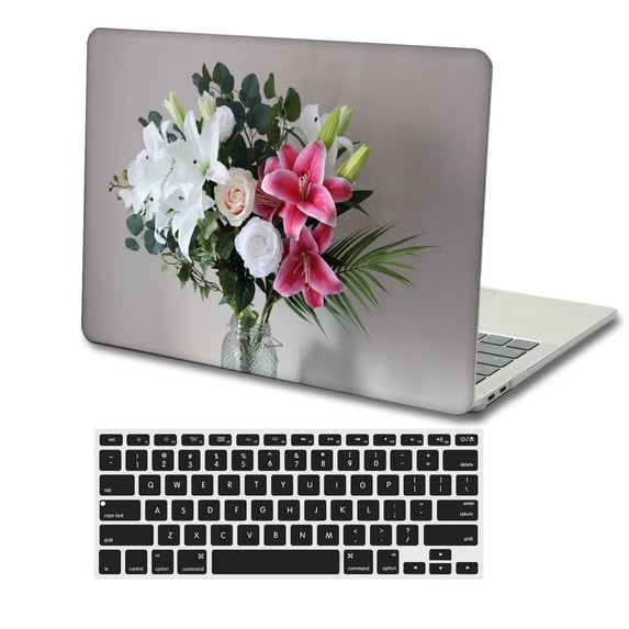 KSK KAISHEK Hard Case for MacBook Pro 14" with XDR Display & Touch ID Type C + Black Keyboard Cover Model: M2 A2779 A2442 M1 (Flower 1342)