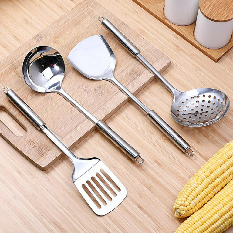 Slopehill Cooking Utensil Comfortable Grip Stainless Steel Heat Insulation Home Daily Use - Leaky Spoon, Size: 34