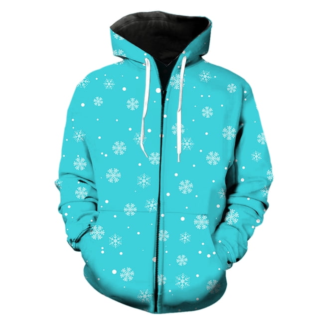 Winter Snowflake Pattern Men's Zipper Hoodies With Hood Jackets 3D Printed Hip Hop Cool Spring Tops Oversized 2024 Hot Sale