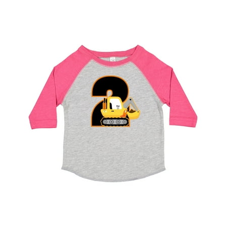 

Inktastic 2nd Birthday Construction Digger Truck Gift Toddler Boy Girl T-Shirt
