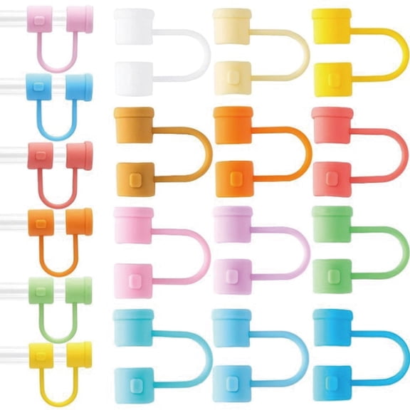 CCOCC 12Pcs Straw Cover Cap for Stanley Cup,Eco-Friendly Tumbler Accessories,Flexible Cup Topper,Reusable Straw Covers for Clean and Fun Drinking