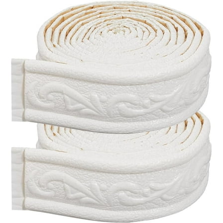 1 Set 180" x 2" White 3D Peel Stick Foam Molding Trim Self Adhesive Stick Flexible Sticky Wall Edging Lines Baseboard Wall Base Moulding Trim for Wallpaper Border Mirror Border Hotel DIY Decor
