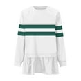 thumbnail image 4 of hotojiny Womens Sweatshirts Trendy Stripes Patchwork Crewneck Pullover Long Sleeve Ruffle Hem Oversized Teen Girls Flowy Top, 4 of 4