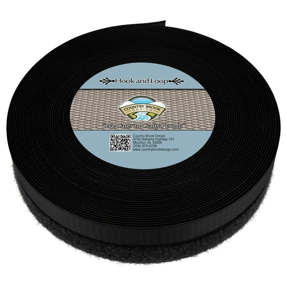 Country Brook Design® Black Sew on Hook and Loop (1 inch, 50 yards)