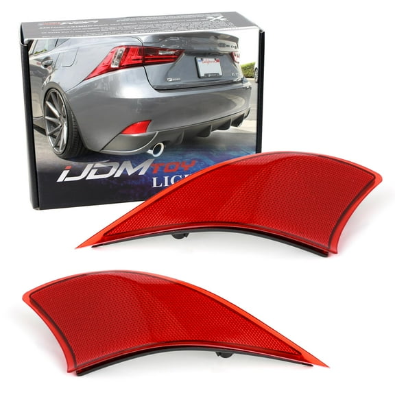 OE-Red Lens Rear Bumper Reflector Lenses For 2014-2020 Lexus IS IS250 IS300 IS350 IS200t IS-F, OE-Spec LH RH Assembly