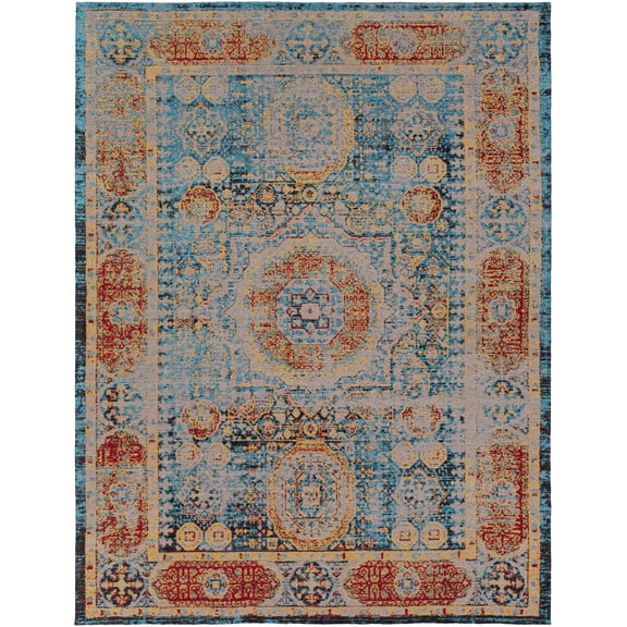 BoutiqueRugs Wrangell Traditional Area Rug - Blue, Mustard, Red - 8' x 10'