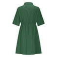 thumbnail image 5 of asdoklhq Overall Dress for Women Fashion Women Zipper V-Neck Summer Solid Short Sleeve Mini Dress Green 2X, 5 of 5