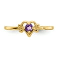 thumbnail image 3 of Primal Gold 14 Karat Yellow Gold Amethyst Birthstone Heart Ring, 3 of 6