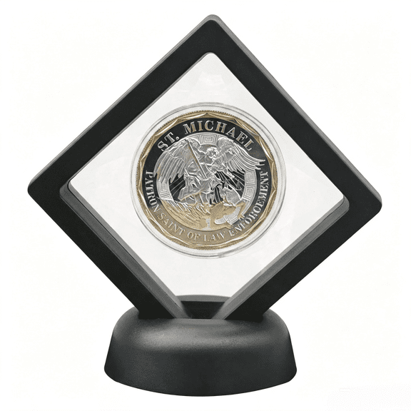 Appoft Challenge Coin Display Frame, 3D Floating Display Case Stand Holder, Medallion Medal Specimen Military Coin Clear Box (Black)
