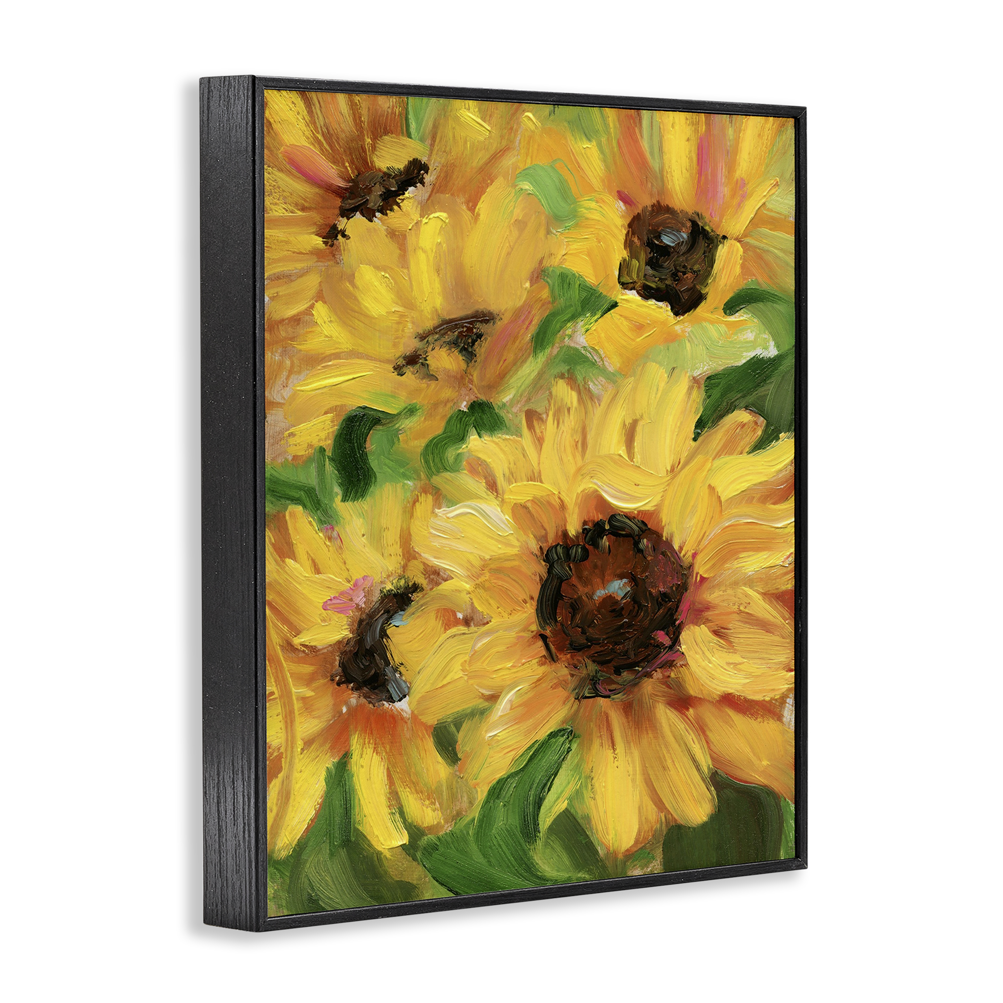 Stupell Industries Bright Sunny Sunflowers Botanical & Floral Painting Black Framed Art Print Wall Art, 16 x 20