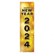 Koyal Wholesale Happy New Year Banner 2024, Vertical Gold Hollywood Glamour Theme, Hanging Banner Sign with Glue Dots