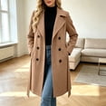 thumbnail image 2 of Biaocheng Women's Double Breasted Lapel Long Coat Button Front Long Sleeve, 2 of 6