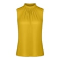 thumbnail image 4 of Womens Elegant Satin Camisole Top Pleated Detail Sleeveless Halter Neck Work Formal Blouse Yellow XXL, 4 of 4