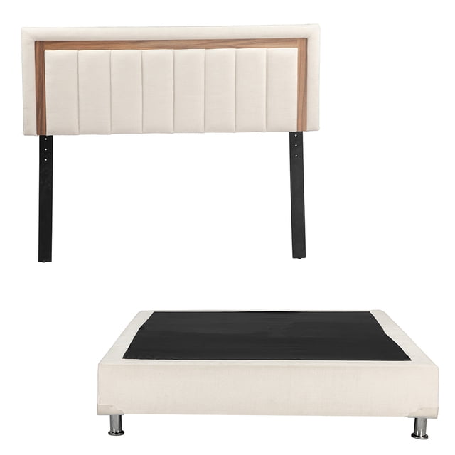 Recamara Matrimonial Trinity Ventur Crema con Cabecera + Box Base Cama