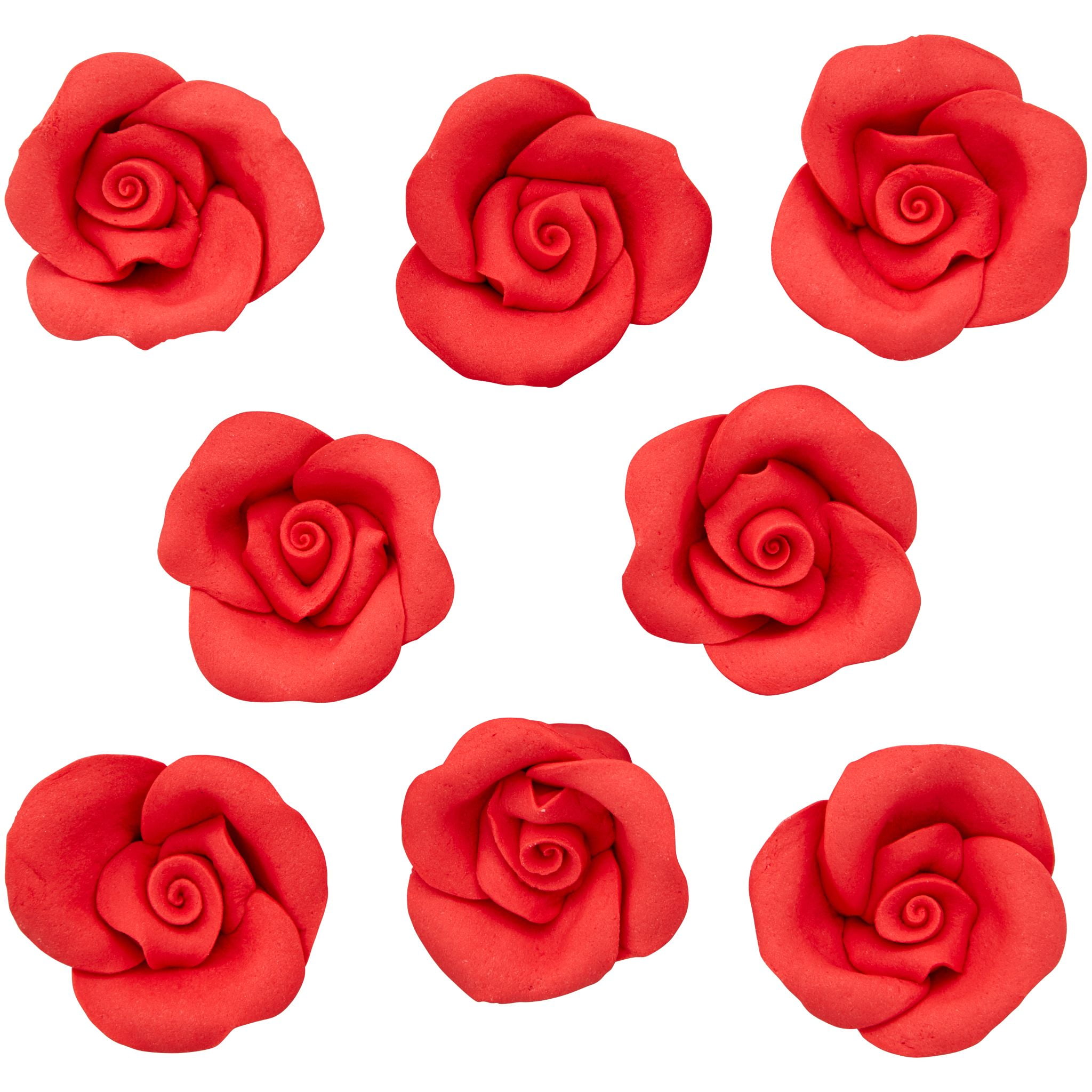 Wilton Red Rose Royal Icing Decorations Size Medium 8-Count 1.55 oz.