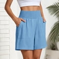 thumbnail image 6 of Nestiefly Linen Shorts for Womens Casual Summer High Waisted Wide Leg Lounge Beach Vacation Shorts with Pockets 2026 Spring Sky Blue M, 6 of 8