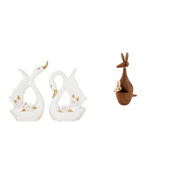 Estatuas de cisnes,Estatua de cisne de cerámica Escultura de mesa de cisne Elegante,estatua,Estatuas,figuras de animales,manualidades,Escultura de madera del zoológico,regalo de decoración