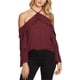 thumbnail image 1 of 1.STATE Blusa de punto con hombros descubiertos para mujer, rojo, extra pequeña, 1 of 1