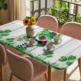 thumbnail image 3 of St. Patrick's Day Table Cloths for 5 Foot Rectangle Tables, Spring Shamrock Hat Daisy Ladybirds Wood Gray Patio Waterproof Elastic Fitted Tablecloths, Washable Rectangular Table Cover for Camping, 3 of 8