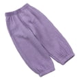 thumbnail image 4 of Hansber Toddler Boy Girl Plain Cotton Linen Pants Elastic Waist Casual Bloomers Trousers Purple 140, 4 of 4