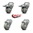 thumbnail image 2 of 3.5 Inch Gray Polyurethane Swivel Bolt Hole Caster Set with 2 Total Lock Brake, 2 of 2