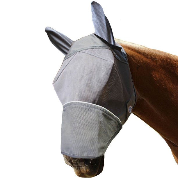 Derby Reflective Fly Mask with Ears & Nose Cover Small (Pony) Grey