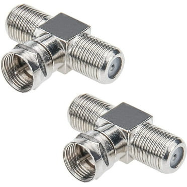 Heldig Coaxial Cable Splitter, TV Splitter 2 In 1 Out 2-Pack F Type RG6 Male To 2 F Female 3 Way Cable Splitter Coax T Connector Adapter for Video VCR Antenna Cable Satellite