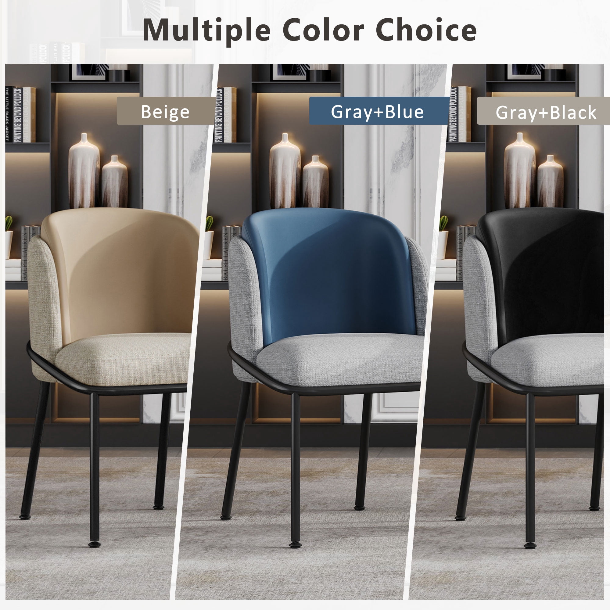 Noble House 2 Modern Chairs with Slanted Legs and Adjustable Feet (Beige)