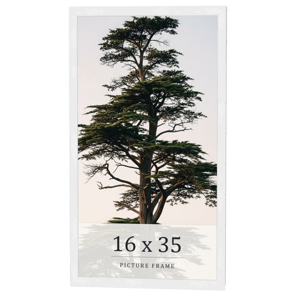 16x35 Frame White Real Wood Picture Frame Width 0.75 inches | Interior Frame Depth 0.5 inches |