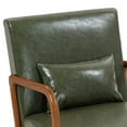thumbnail image 3 of UIXE Faux Leather Accent Chairs Set of 2 Upholstered Comfortable Arm Chair with Lumbar Pillow Armchair for Home Bedroom, Hunter Green Dark, 3 of 7