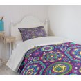thumbnail image 4 of Ambesonne Purple Mandala Quilted Bedspread Set 2 Pcs, Vibrant Tones Boho, Twin Size, Multicolor, 4 of 6