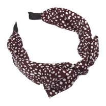 Unique Bargains Leopard Spot Wide Bow Headbands Fashion Hair Hoop Wine Red with Bow Knotted for Girl Women