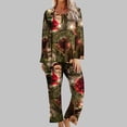 thumbnail image 2 of Feancey Pjs Sets for Women Christmas Pajama Set Holiday Novelty Print Sleepwear with Wide Leg Pants Suits Loose Fit Casual Fall Outfits Multicolor L, 2 of 7