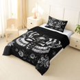 thumbnail image 2 of Homewish Goth Skull Moths Twin Comforter Sets,Vintage Flowers Bedding Set,Black Gray,Halloween Duvet,Black Reversible,2pcs,1 Comforter and 1 Pillowcase, 2 of 7