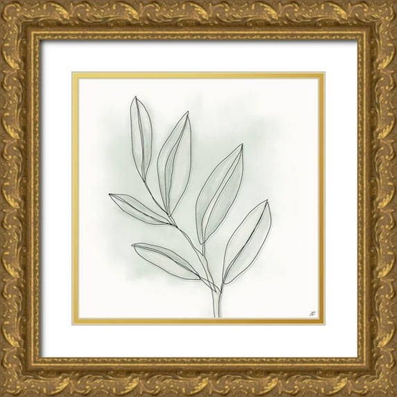 Lee, Judson 12x12 Gold Ornate Wood Framed with Double Matting Museum Art Print Titled - Line Grass