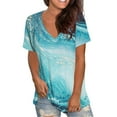 thumbnail image 2 of Clearance LYXSSBYX Womens T Shirts V Neck Clearance Fashion Women's Summer V-Neck Short Sleeve Print Casual T-Shirt Blouse, 2 of 4