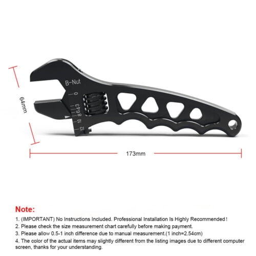 Black Aluminium Adjustable Wrench Spanner AN3 AN4 AN6 AN8 AN10 AN12 Hose Fitting