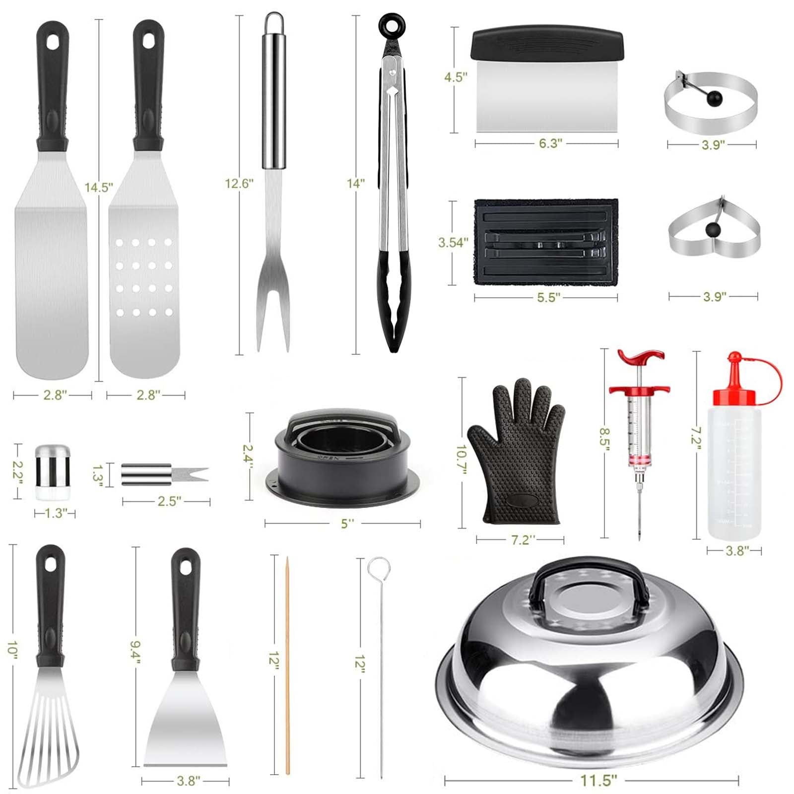 GVDV 140-Piece Griddle Accessories Kit, BBQ Grill Tools Set with Spatulas & Utensils for Blackstone, Camp Chef, Indoor & Outdoor Cooking
