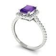 thumbnail image 2 of Clara Pucci 14K White Gold Solid Gold Amethyst Halo Anniversary Ring for Women - 1.86 cttw Emerald Cut, 2 of 8