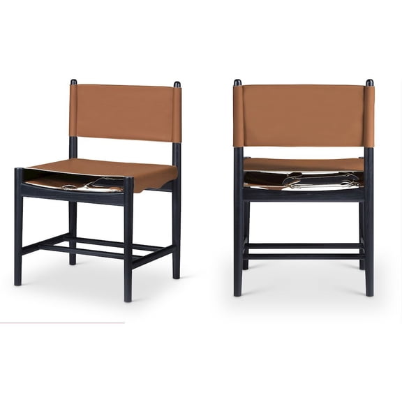Meridian Furniture Rawlins Cognac Vegan Leather Dining Chair (Set of 2)